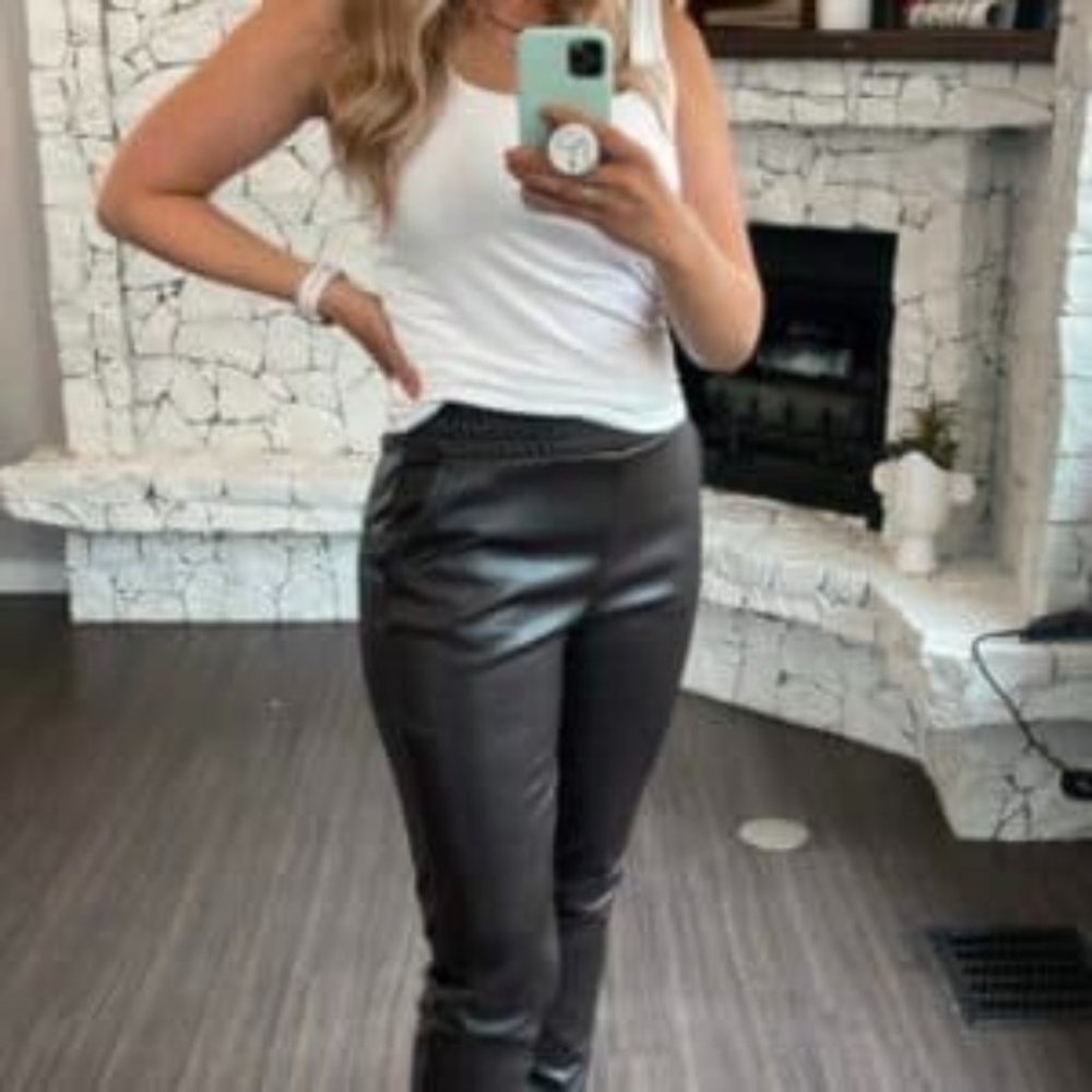 R D Style BELLA VEGAN LEATHER JOGGER - BLACK size large